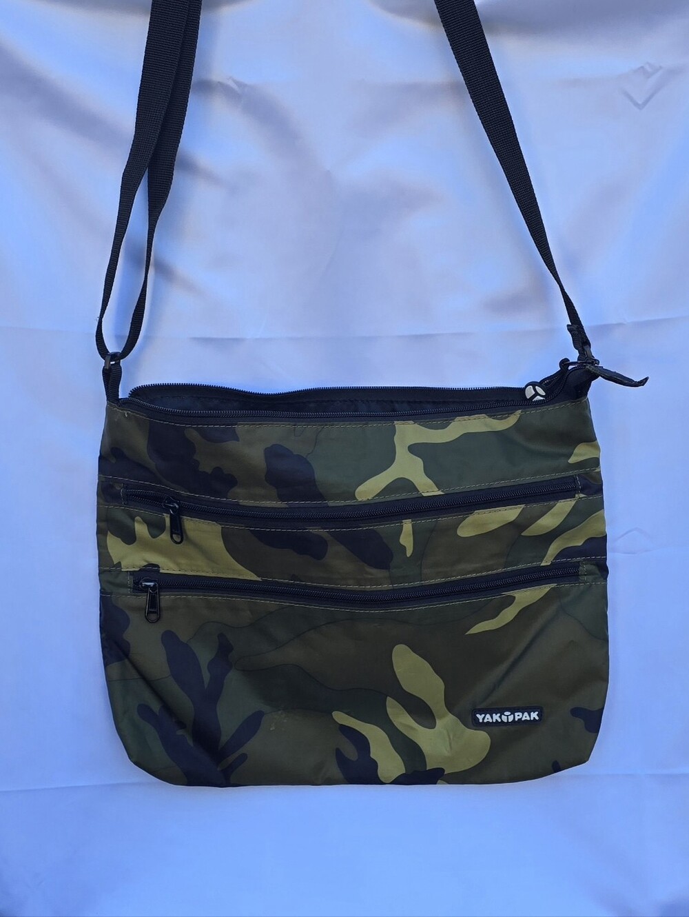 Vintage Yak Pak Camo Crossbody Bag Y2K Multi-Pocket Shoulder Pouch Gorpcore